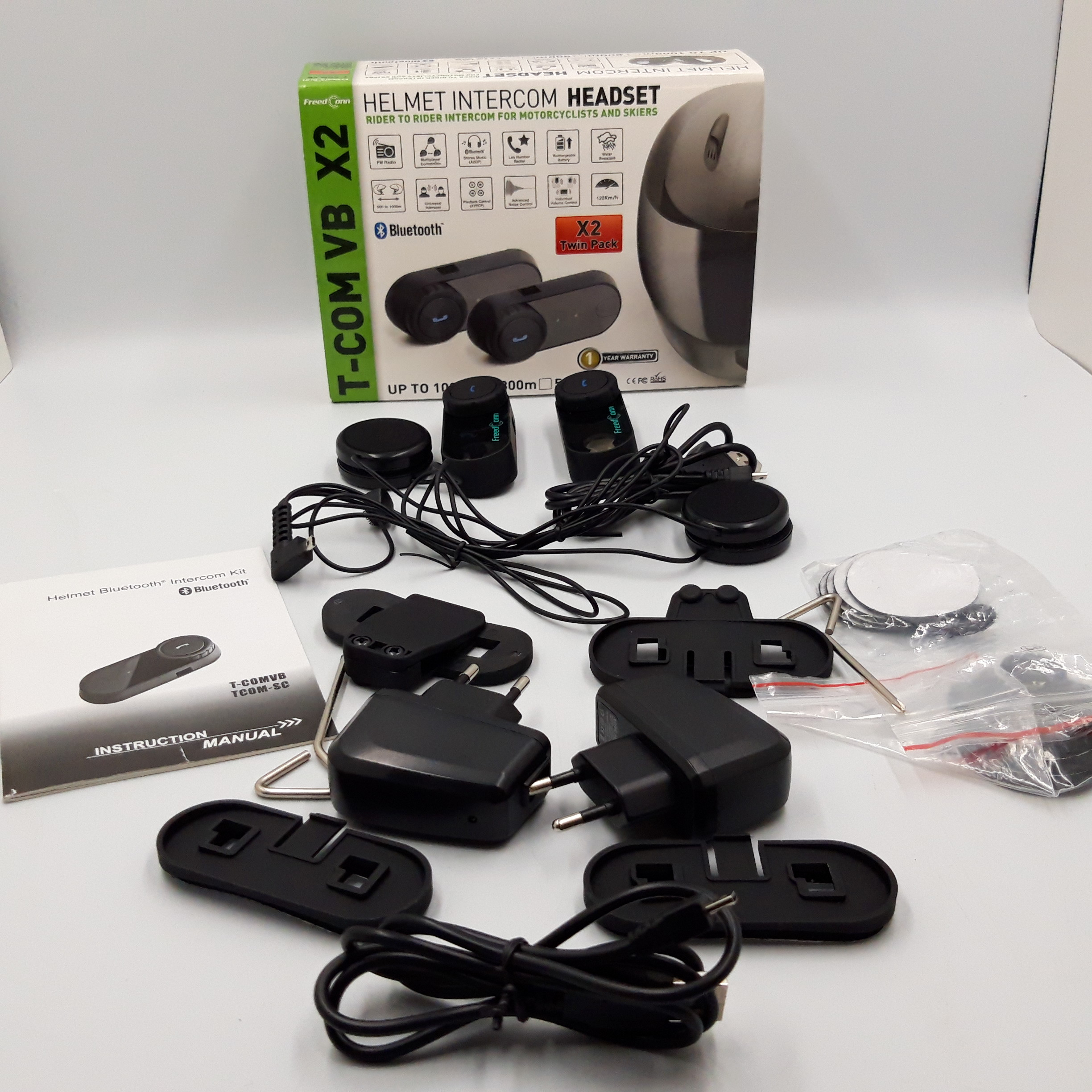 Kit pour casque Moto avec Bluetooth, HELMET Intercom Headset T-Com VB x2, Complet. - Très bon état sur Label Emmaüs